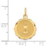 14k Polished and Satin Solid HOLY COMMUNION Scalloped Edge Round Disc Charm - Image 3
