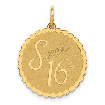 14k SWEET 16 Engravable 18mm Disc Charm