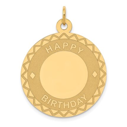 14K HAPPY BIRTHDAY 25mm Engravable Disc Charm