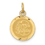 14k HAPPY BIRTHDAY 13mm Engravable Disc Charm