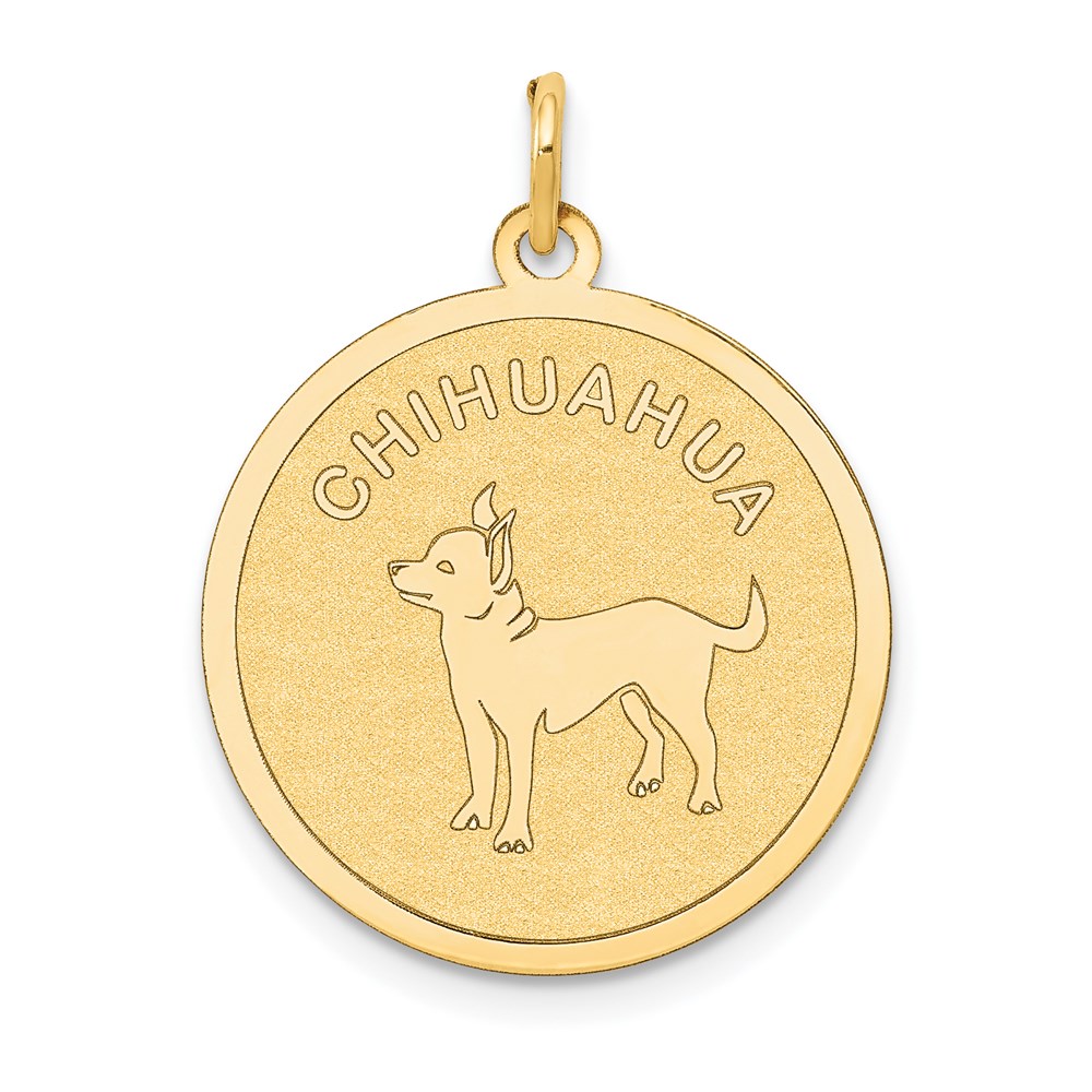 XAC866.jpg 14k CHIHUAHUA 20mm Engravable Disc Dog Charm - Image 1