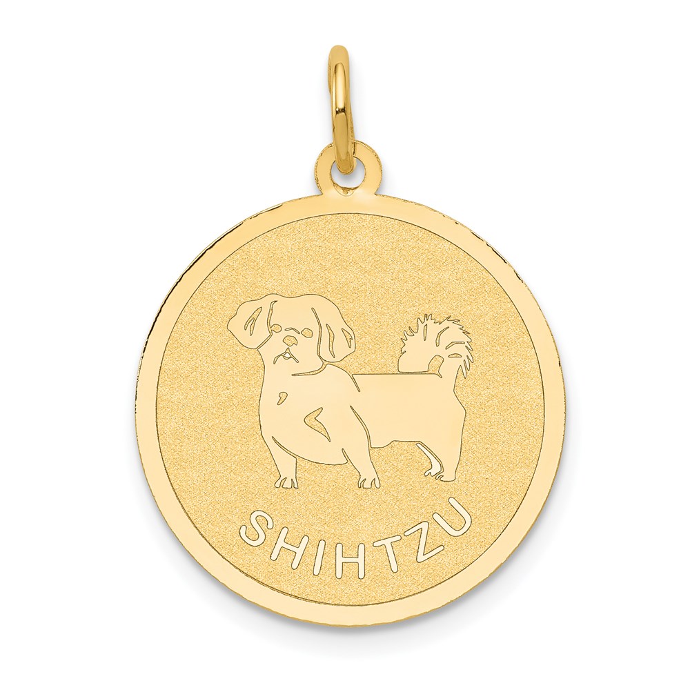XAC878.jpg 14k SHIH TZU 20mm Engravable Disc Dog Charm - Image 1