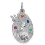 14k White Gold Multi-color CZ Stones Artist Palette Charm - Image 3