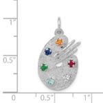14k White Gold Multi-color CZ Stones Artist Palette Charm - Image 4