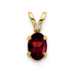 14k Diamond and 6x4 Oval January/Garnet Birthstone Pendant