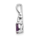 14k White Gold 6x4 Oval February/Amethyst and Diamond Pendant - Image 2
