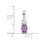 14k White Gold 6x4 Oval February/Amethyst and Diamond Pendant - Image 3