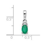 14k White Gold 6x4 Oval May/Emerald and Diamond Pendant - Image 3