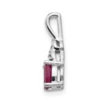 14k White Gold 6x4 Oval July/Ruby and Diamond Pendant - Image 2