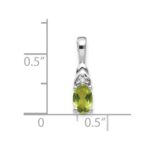 14k White Gold 6x4 Oval August/Peridot and Diamond Pendant - Image 3