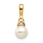 14k 6mm June/Freshwater Cultured Pearl and Diamond Pendant