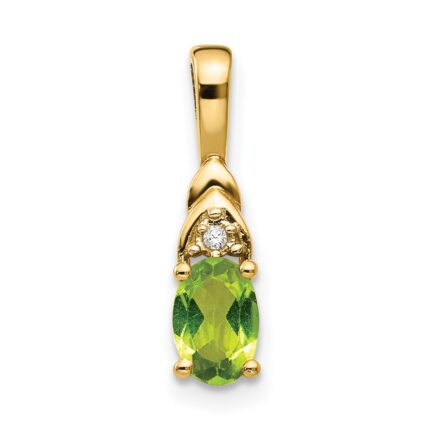 14k 6x4 Oval August/Peridot and Diamond Pendant