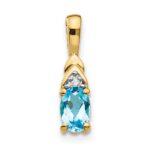 14k 6x4 Oval December/Blue Topaz and Diamond Pendant