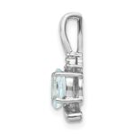 14k White Gold 6x4 Oval March/Aquamarine and Diamond Pendant - Image 2