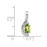 14k White Gold 6x4 Oval August/Peridot and Diamond Pendant - Image 3