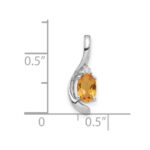 14k White Gold 6x4 Oval November/Citrine and Diamond Pendant - Image 3