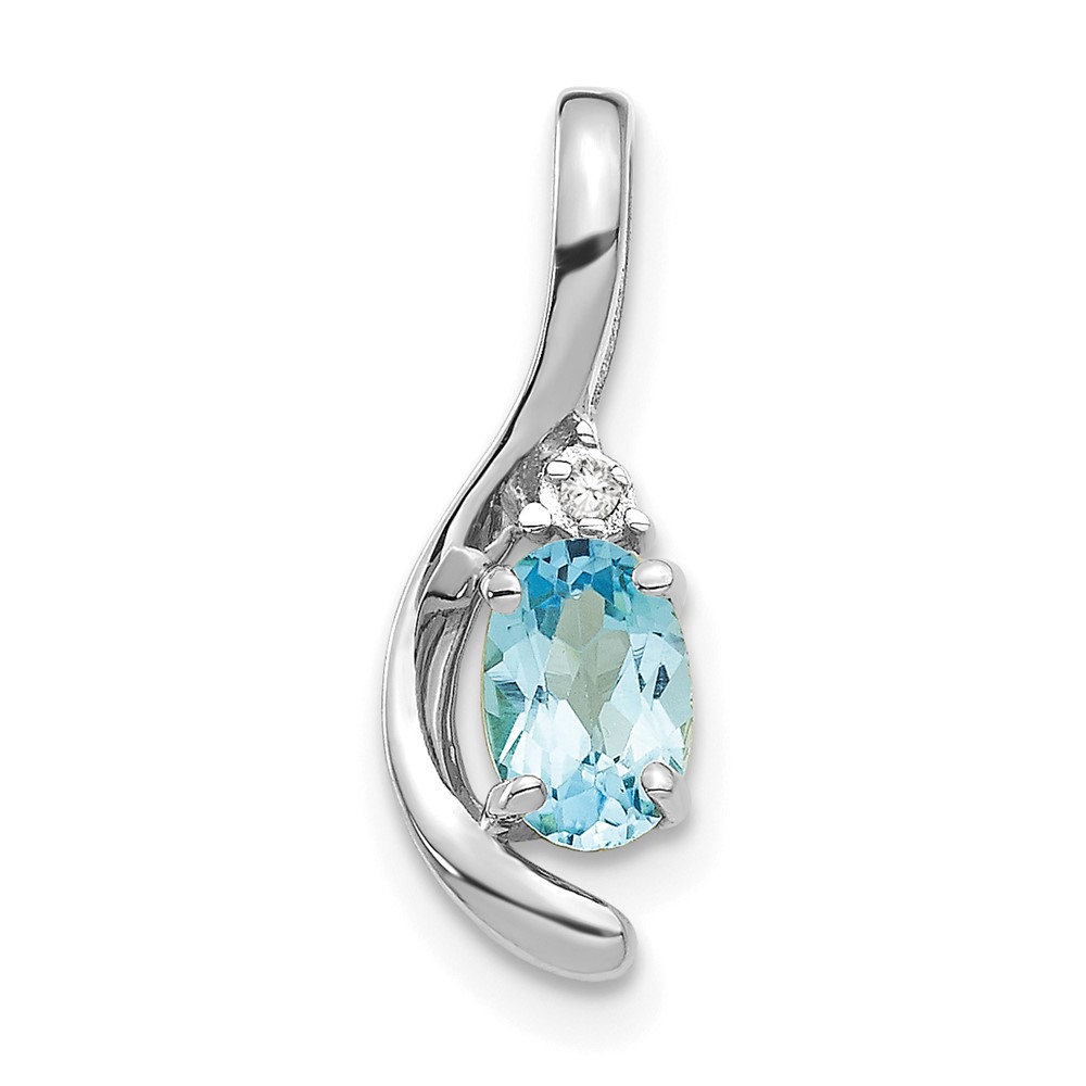 XBS403.jpg 14k White Gold 6x4 Oval December/Blue Topaz and Diamond Pendant - Image 1