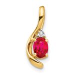 14k 6x4 Oval July/Ruby and Diamond Pendant