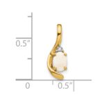 14k 6x4 Oval October/Opal and Diamond Pendant - Image 3