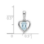 14k White Gold 6x4 Oval March/Aquamarine and Diamond Heart Pendant - Image 3