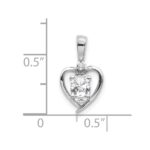14k White Gold 6x4 Oval April/White Topaz and Diamond Heart Pendant - Image 3