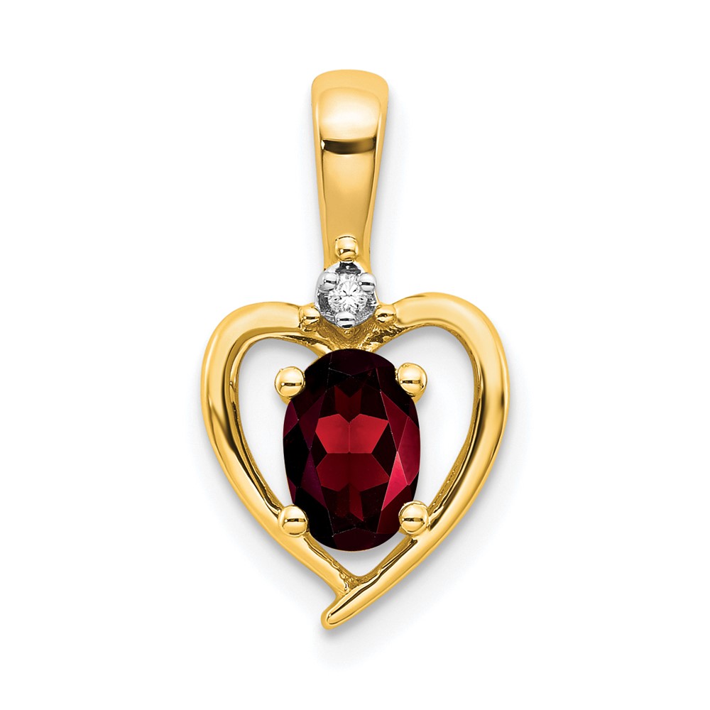 XBS480.jpg 14k 6x4 Oval January/Garnet and Diamond Heart Pendant - Image 1