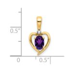 14k 6x4 Oval February/Amethyst and Diamond Heart Pendant - Image 3