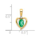 14k 6x4 Oval May/Emerald and Diamond Heart Pendant - Image 3