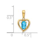 14k 6x4 Oval December/Blue Topaz and Diamond Heart Pendant - Image 3