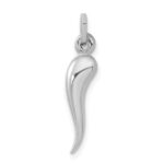 14k White Gold 3-D Italian Horn Charm