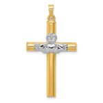 14k Two-tone Claddagh Cross Pendant