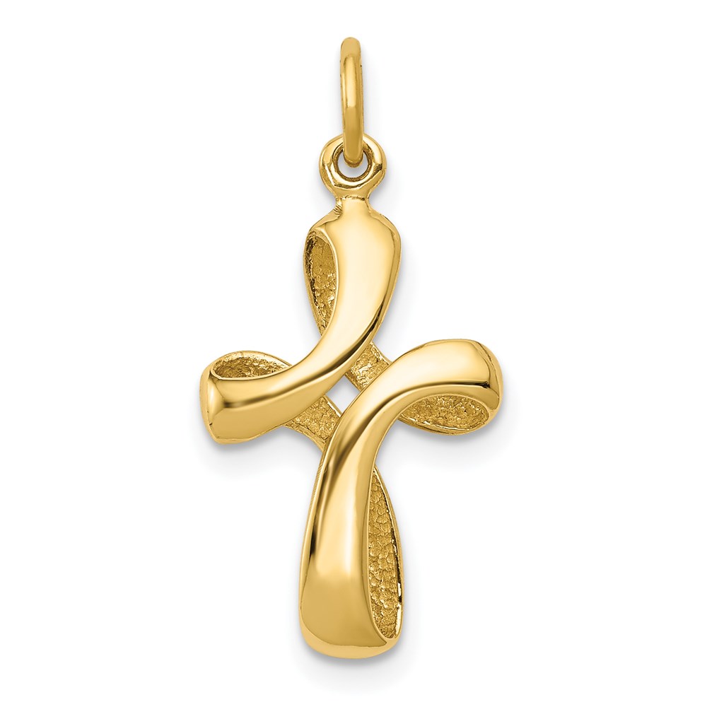 XCH326.jpg 14k Polished Ribbon Cross Charm - Image 1