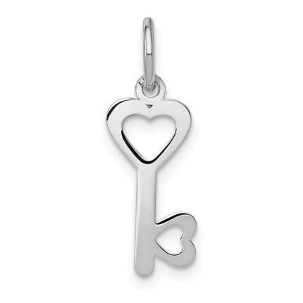14k White Gold Hearts Key Charm