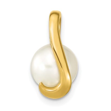 14k 8-9mm White Button Freshwater Cultured Pearl Slide Fits up to 2mm Regular/3mm Fancy or Reversible Omega