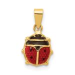 14K Red and Black Enameled Ladybug Pendant