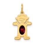 14K Girl Charm 6x4 Oval Genuine Garnet-January