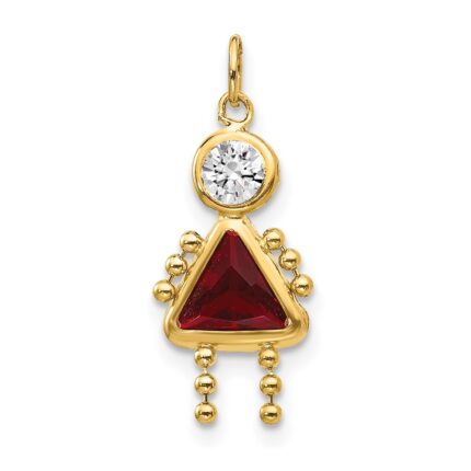 14k January Girl Synthetic Birthstone Charm