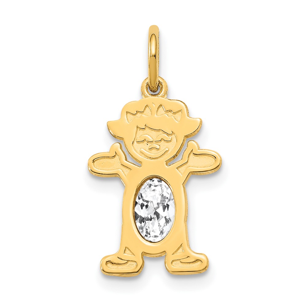 XCK16.jpg 14K Girl Charm 6x4 Oval Genuine White Topaz-April - Image 1