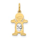 14K Boy Charm 6x4 Oval Genuine White Topaz-April