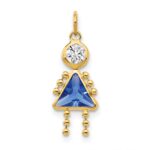 14k September Girl Synthetic Birthstone Charm