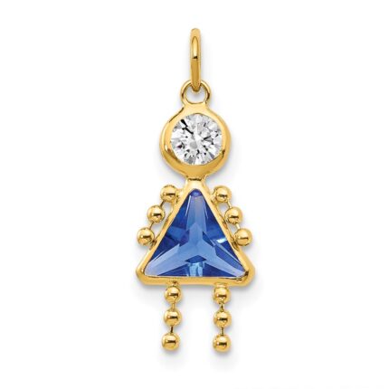 14k September Girl Synthetic Birthstone Charm