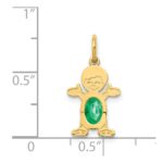 14K Boy Charm 6x4 Oval Genuine Emerald-May - Image 3