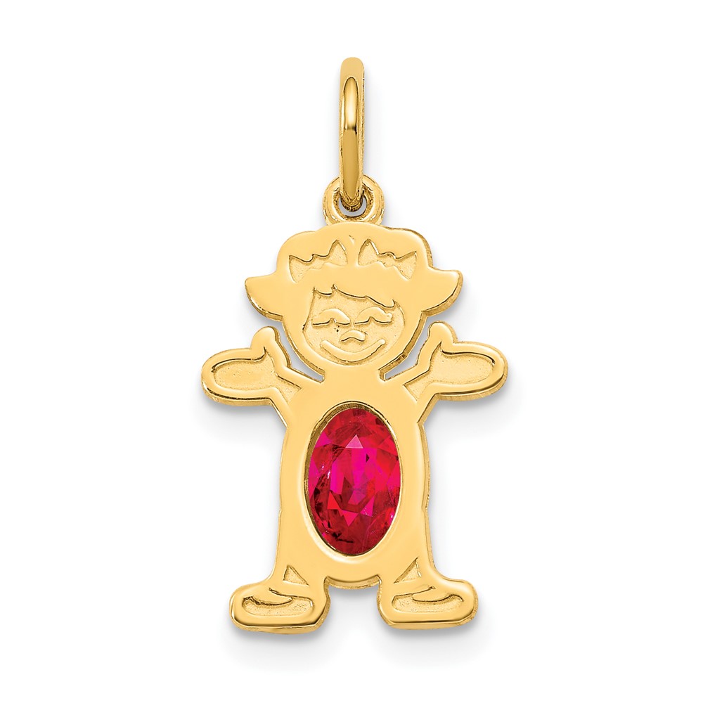 XCK22.jpg 14K Girl Charm 6x4 Oval Genuine Ruby-July - Image 1