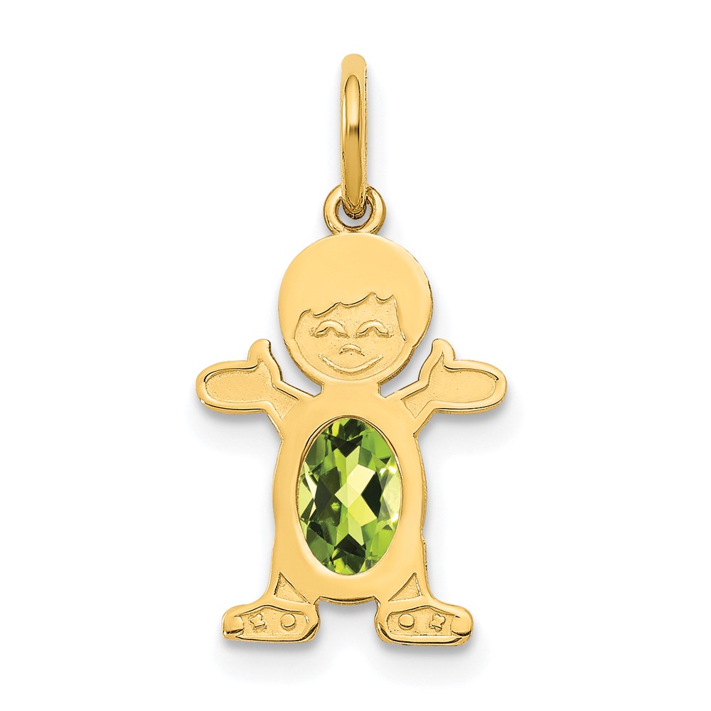 XCK25.jpg 14K Boy Charm 6x4 Oval Genuine Peridot-August - Image 1
