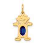 14K Girl Charm 6x4 Oval Genuine Sapphire-September
