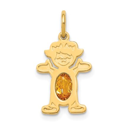 14K Girl Charm 6x4 Oval Genuine Citrine-November