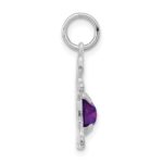 14K White Gold Girl Charm 6x4 Oval Genuine Amethyst-February - Image 2