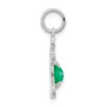 14K White Gold Girl Charm 6x4 Oval Genuine Emerald-May - Image 2