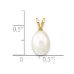 14K 7-8mm White Rice Freshwater Cultured Pearl Pendant - Image 3