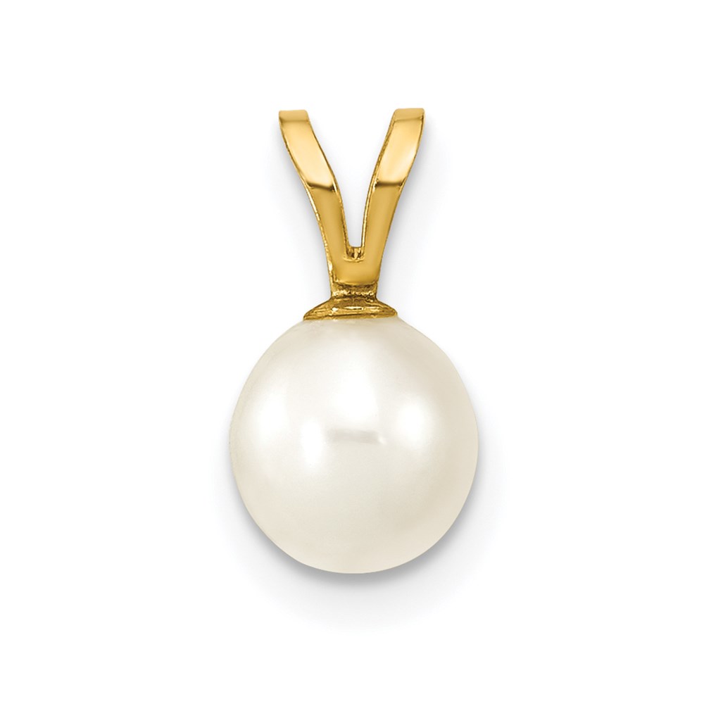 XF396.jpg 14K 6-7mm White Round Freshwater Cultured Pearl Pendant - Image 1